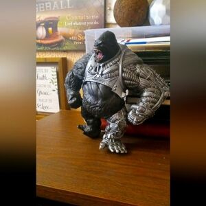 Armored Gorilla Figurine - Black and Silver cyber kong 13 inch tall